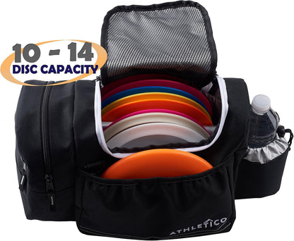 Disc Golf Bag - Tote Bag for Frisbee Golf - Holds 10-14 Discs, Water Bottle, and Accessories