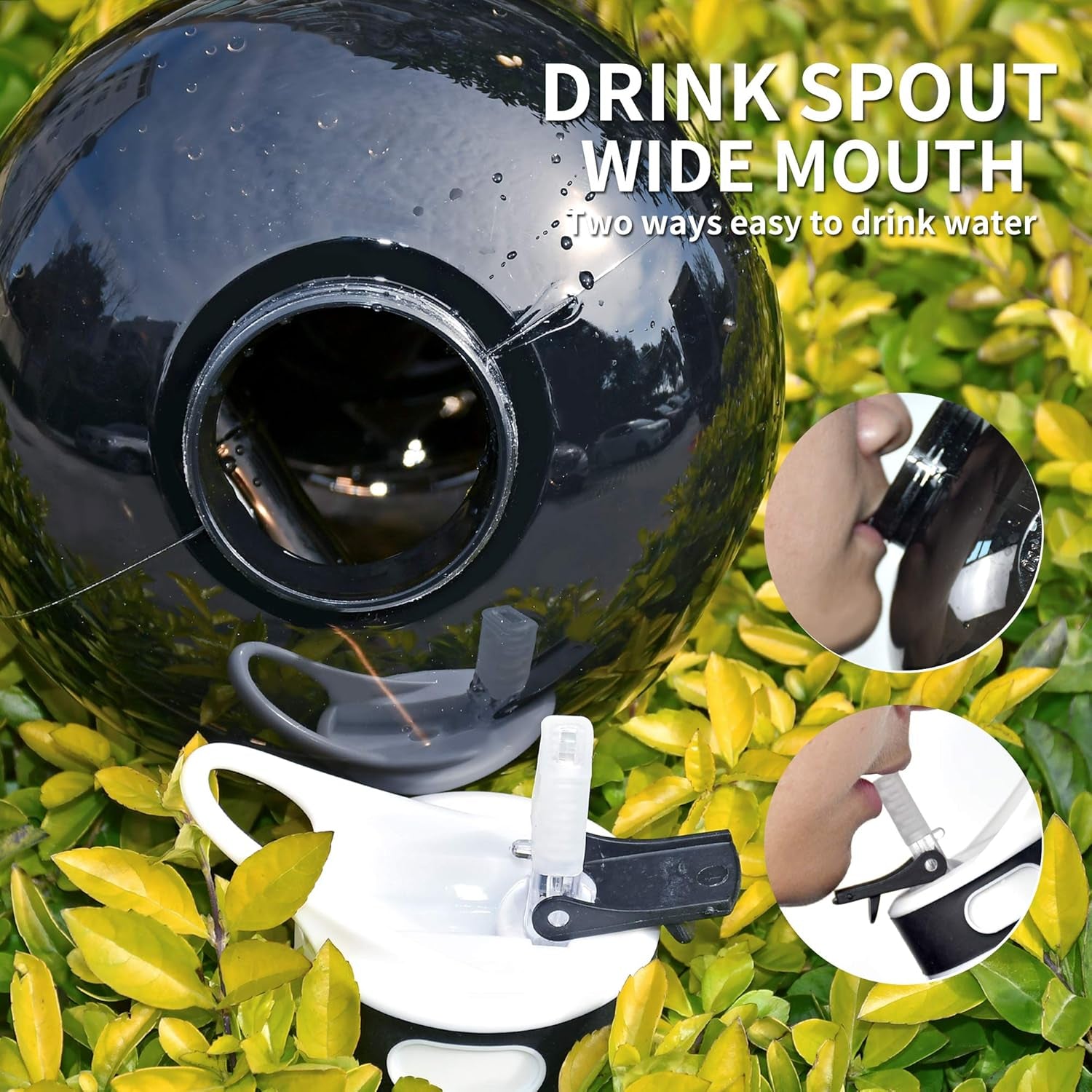 Motivational 1 Gallon Water Bottle with Time Marker, Large 128 Oz Jug for Sports, BPA Free (Black)