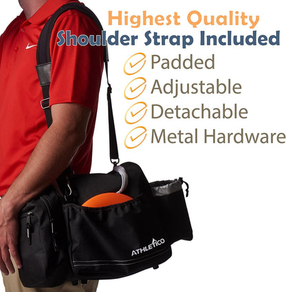 Disc Golf Bag - Tote Bag for Frisbee Golf - Holds 10-14 Discs, Water Bottle, and Accessories
